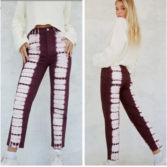 PacSun Denim - PacSun Eco Raspberry Tie Dye High Waisted Straight Leg Jeans size 26
